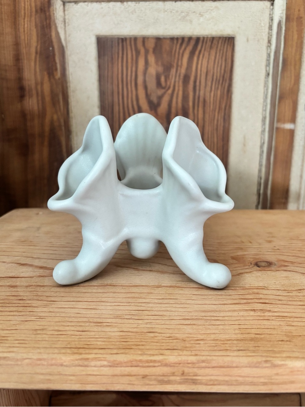 Van Briggle Ceramic Triple Bud Vase-White Glaze